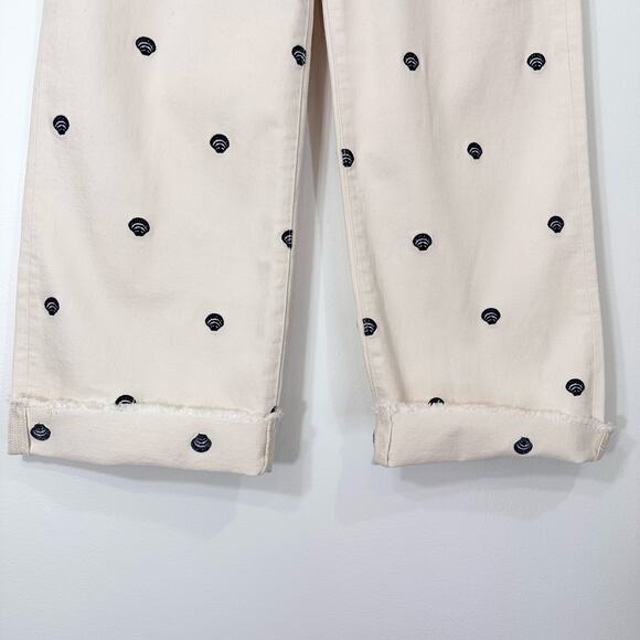 NWT J. Crew Embroidered Slim Wide-Leg Jean | Ecru Seashell | SZ 30 - Picture 5 of 11